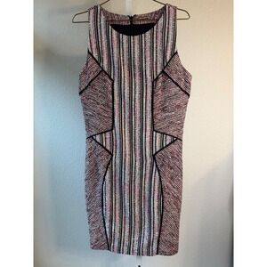 Rebecca Minkoff Striped Tweed Sheath Dress Black Pink White Multi Color Size 8‎